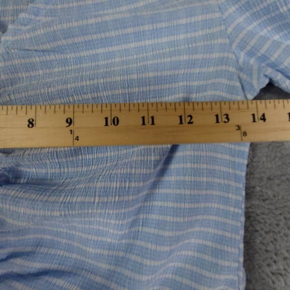 Vero Moda Womens Ellie Blouse Placid Blue White Stripe Ruched Long Sleeve XS New - Picture 3 of 10